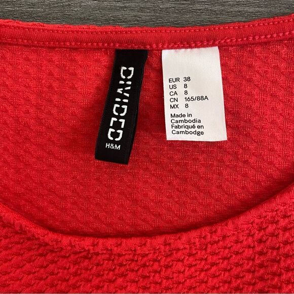 H&M Fit And Flare Dress Red Flattering Stretchy Holiday Party - Picture 2 of 11